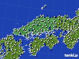 中国地方のアメダス実況(風向・風速)(2016年02月06日)