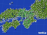 近畿地方のアメダス実況(風向・風速)(2016年02月08日)