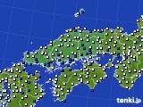 2016年02月08日の中国地方のアメダス(風向・風速)