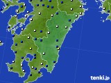 2016年02月09日の宮崎県のアメダス(風向・風速)