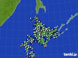 北海道地方のアメダス実況(風向・風速)(2016年02月10日)