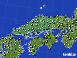 2016年02月14日の中国地方のアメダス(風向・風速)