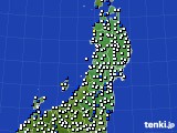 2016年02月16日の東北地方のアメダス(風向・風速)