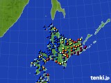 北海道地方のアメダス実況(日照時間)(2016年02月18日)