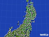 東北地方のアメダス実況(風向・風速)(2016年02月18日)