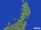 2016年02月19日の東北地方のアメダス(風向・風速)