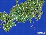 東海地方のアメダス実況(風向・風速)(2016年02月19日)