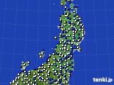 2016年02月21日の東北地方のアメダス(風向・風速)