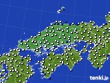 中国地方のアメダス実況(風向・風速)(2016年03月03日)