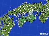 四国地方のアメダス実況(風向・風速)(2016年03月09日)