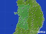 秋田県のアメダス実況(風向・風速)(2016年03月13日)