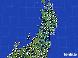 東北地方のアメダス実況(風向・風速)(2016年03月21日)