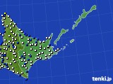 道東のアメダス実況(風向・風速)(2016年03月21日)