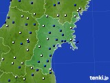 宮城県のアメダス実況(風向・風速)(2016年03月23日)
