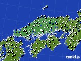 中国地方のアメダス実況(風向・風速)(2016年03月25日)