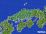 中国地方のアメダス実況(風向・風速)(2016年04月02日)