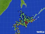 北海道地方のアメダス実況(日照時間)(2016年04月15日)