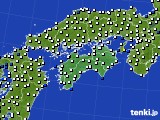 四国地方のアメダス実況(風向・風速)(2016年05月10日)