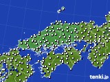 中国地方のアメダス実況(風向・風速)(2016年05月19日)
