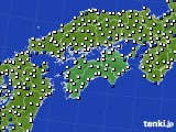 四国地方のアメダス実況(風向・風速)(2016年06月11日)
