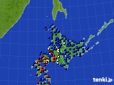 北海道地方のアメダス実況(日照時間)(2016年06月18日)