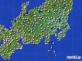 関東・甲信地方のアメダス実況(風向・風速)(2016年06月19日)