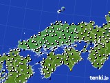 2016年06月19日の中国地方のアメダス(風向・風速)