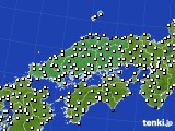 中国地方のアメダス実況(風向・風速)(2016年06月28日)