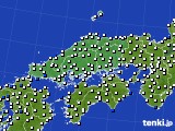 中国地方のアメダス実況(風向・風速)(2016年07月01日)