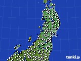 2016年07月06日の東北地方のアメダス(風向・風速)