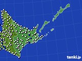 道東のアメダス実況(風向・風速)(2016年07月11日)