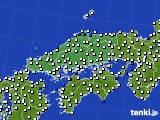 中国地方のアメダス実況(風向・風速)(2016年07月26日)