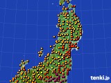 東北地方のアメダス実況(気温)(2016年08月09日)