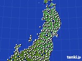 東北地方のアメダス実況(風向・風速)(2016年08月10日)