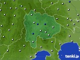 山梨県のアメダス実況(風向・風速)(2016年08月11日)