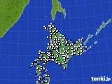 北海道地方のアメダス実況(風向・風速)(2016年08月14日)