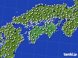 四国地方のアメダス実況(風向・風速)(2016年08月14日)