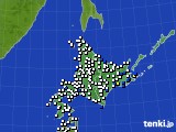 北海道地方のアメダス実況(風向・風速)(2016年08月15日)