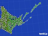 道東のアメダス実況(風向・風速)(2016年08月18日)