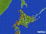 北海道地方のアメダス実況(気温)(2016年08月21日)