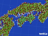 四国地方のアメダス実況(気温)(2016年08月21日)