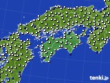 四国地方のアメダス実況(風向・風速)(2016年08月21日)