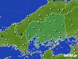 広島県のアメダス実況(風向・風速)(2016年08月21日)