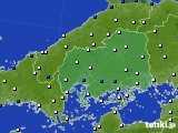 広島県のアメダス実況(風向・風速)(2016年08月22日)