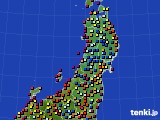 東北地方のアメダス実況(日照時間)(2016年08月25日)