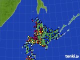 北海道地方のアメダス実況(日照時間)(2016年08月28日)