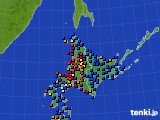 北海道地方のアメダス実況(日照時間)(2016年08月29日)