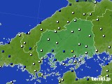2016年08月29日の広島県のアメダス(風向・風速)