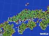 2016年10月02日の中国地方のアメダス(日照時間)