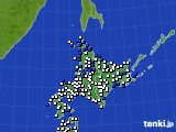 北海道地方のアメダス実況(風向・風速)(2016年10月02日)
